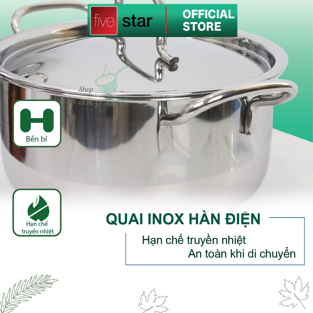 Ảnh Nồi inox 3 đáy sandwich inox 430 FiveStar Standard bếp từ nắp inox ( 16cm / 18cm / 20cm / 24cm ) , dùng được mọi bếp 4