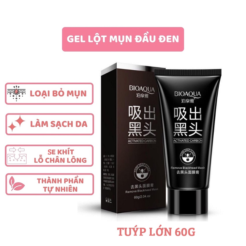 [Tuýp Lớn 60g] Gel Lột Mụn Đầu Đen Than Tre Tự Nhiên Bioaqua – Lột Sạch Mụn Đầu Đen, Bụi Bẩn, Thải Độc Cho Làn Da