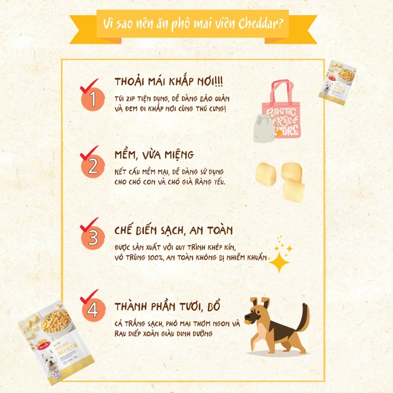 Phô Mai Viên Cho Chó Bowwow Hàn Quốc 100g