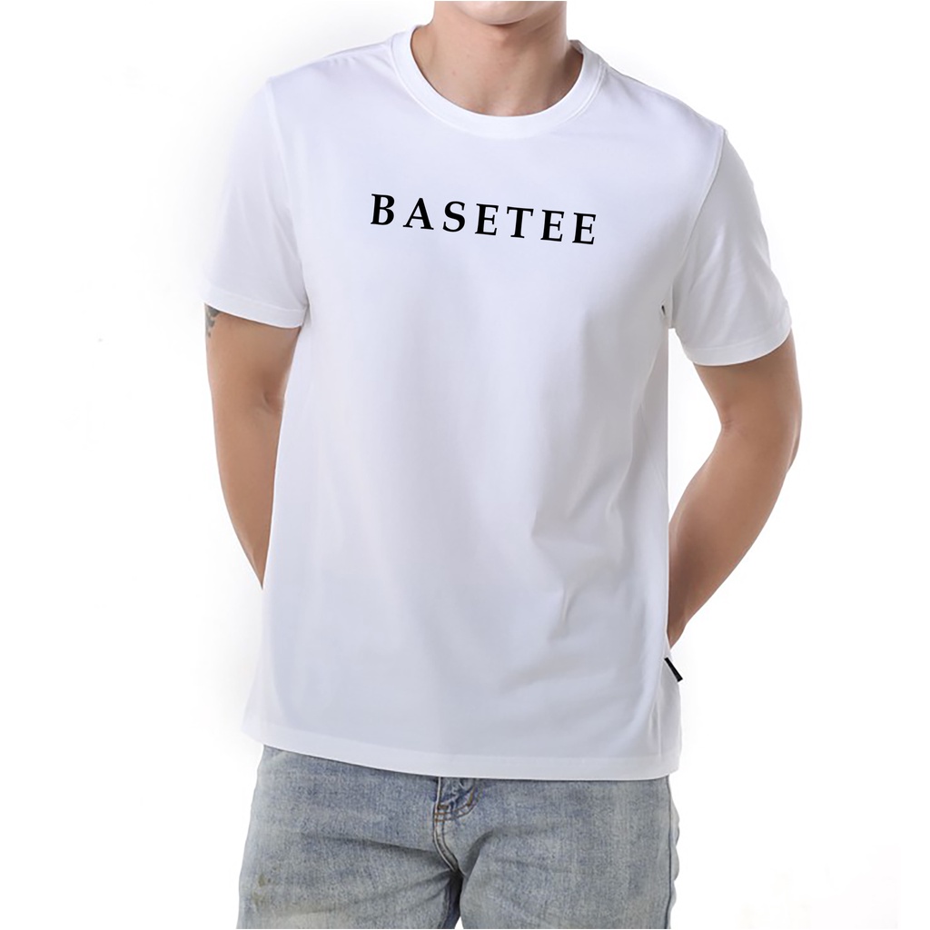 Áo thun trắng in chữ Basetee co dãn thấm hút mồ hôi đủ size 40-100kg form rộng Basetee Unisex