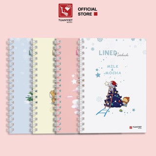 Sổ tay kẻ ngang lò xo B5 TUANVIET BOOKS 120 trang, chủ đề Milk Mocha, phù hợp ghi chép, nhật ký