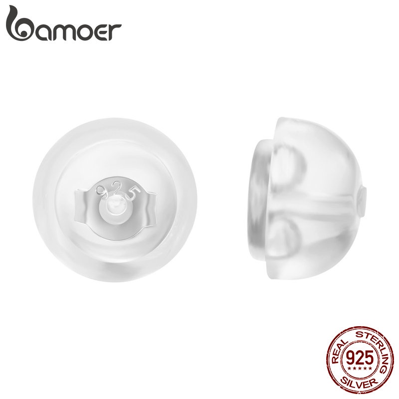 Phụ kiện nút chặn khuyên tai BAMOER chất liệu silicon cao su tiện lợi