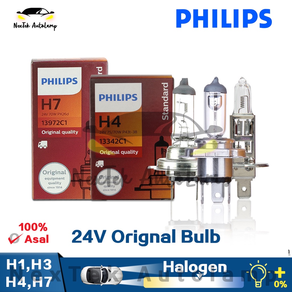 Philips H1 H3 H4 H7 Vision Original Auto Lamp 24V 3200K Standard ...