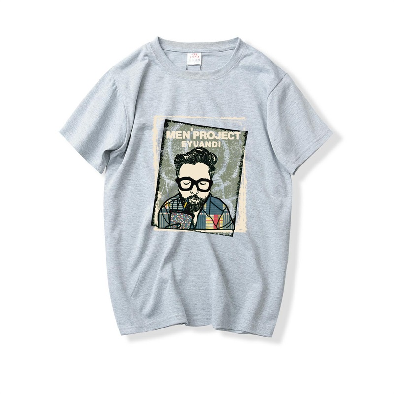 Áo Thun Nam HappyFamily - Mẫu Họa Tiết MEN'S PROJECT EYUANDI Chất Vải Cotton 100-Màu Xám Đen Đỏ Xanh Dương