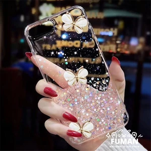 Ốp Điện Thoại Silicon Tương Thích Cho Samsung Galaxy A8 A7 A6 Plus 2018 Trong Suốt Lấp Lánh Bột Di Động Ốp Lưng Bướm Dễ Thương Kim Sa Lấp Lánh Mềm Sáng Bóng Vỏ