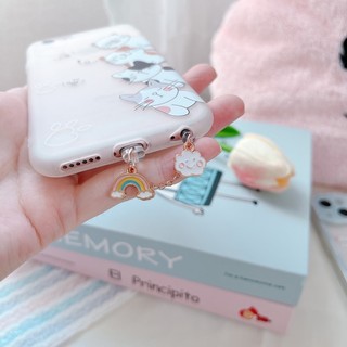 Nút Bịt Chống Bụi Cho Lỗ Cắm Điện Thoại Di Động Hình Chân Mèo Màu Cầu Vồng Dễ Thương