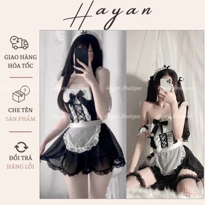 CP1 Đồ ngủ sexy cosplay hầu gái kèm bờm,Váy ngủ Cosplay sexy giúp việc gợi cảm CP1