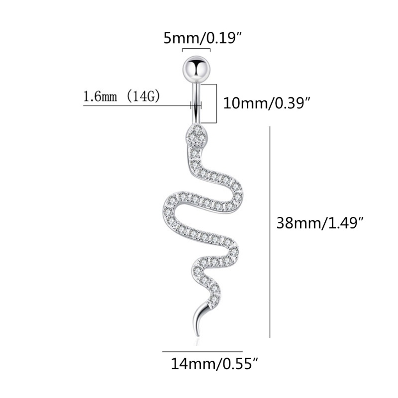 Cinna Rắn Bụng Nhẫn Zircon Rốn Vòng Dây Xích Bụng Nút Nhẫn Cơ Thể Xuyên Trang Sức