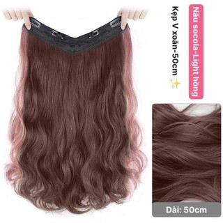 Tóc Giả Chữ U Ombre Light Hồng Xoăn Sóng Cho Nữ, Tóc Giả U Nửa Đầu Cao Cấp HaminStore