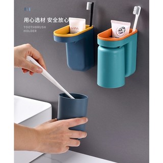Kệ Nhà Tắm  Giá Đựng Cốc Và Bàn Chải Đánh Răng kèm 1 ly -  Khay kệ gài