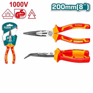 ĐỒ NGHỀ TOTAL Kềm mũi nhọn mỏ cong 8”/200MM cách điện THTIP2481<HÀNG CHÍNH HÃNG>