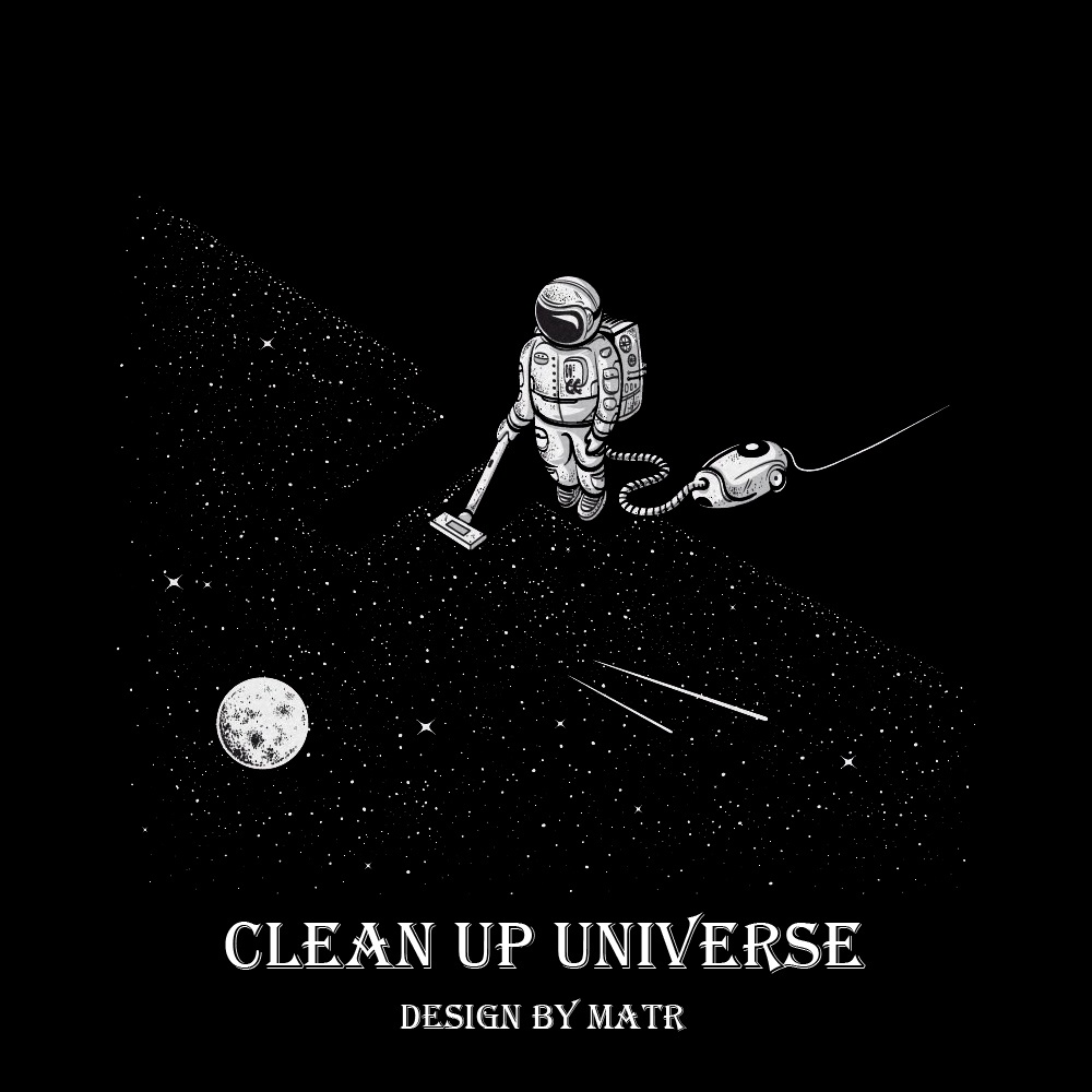 Áo thun đen in hình Clean Up Universe co dãn thấm hút mồ hôi size 40-100kg form rộng Basetee Unisex