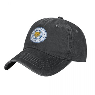 Logo Leicester City F.C. Mũ Denim Rửa Người Lớn 100% Cotton Cong Vành Mũ Chống Nắng Đơn Giản Thường Ngày Phù Hợp Với Mũ Bóng Chày Unisex Có Thể Điều Chỉnh Nam Nữ Mũ Cũ