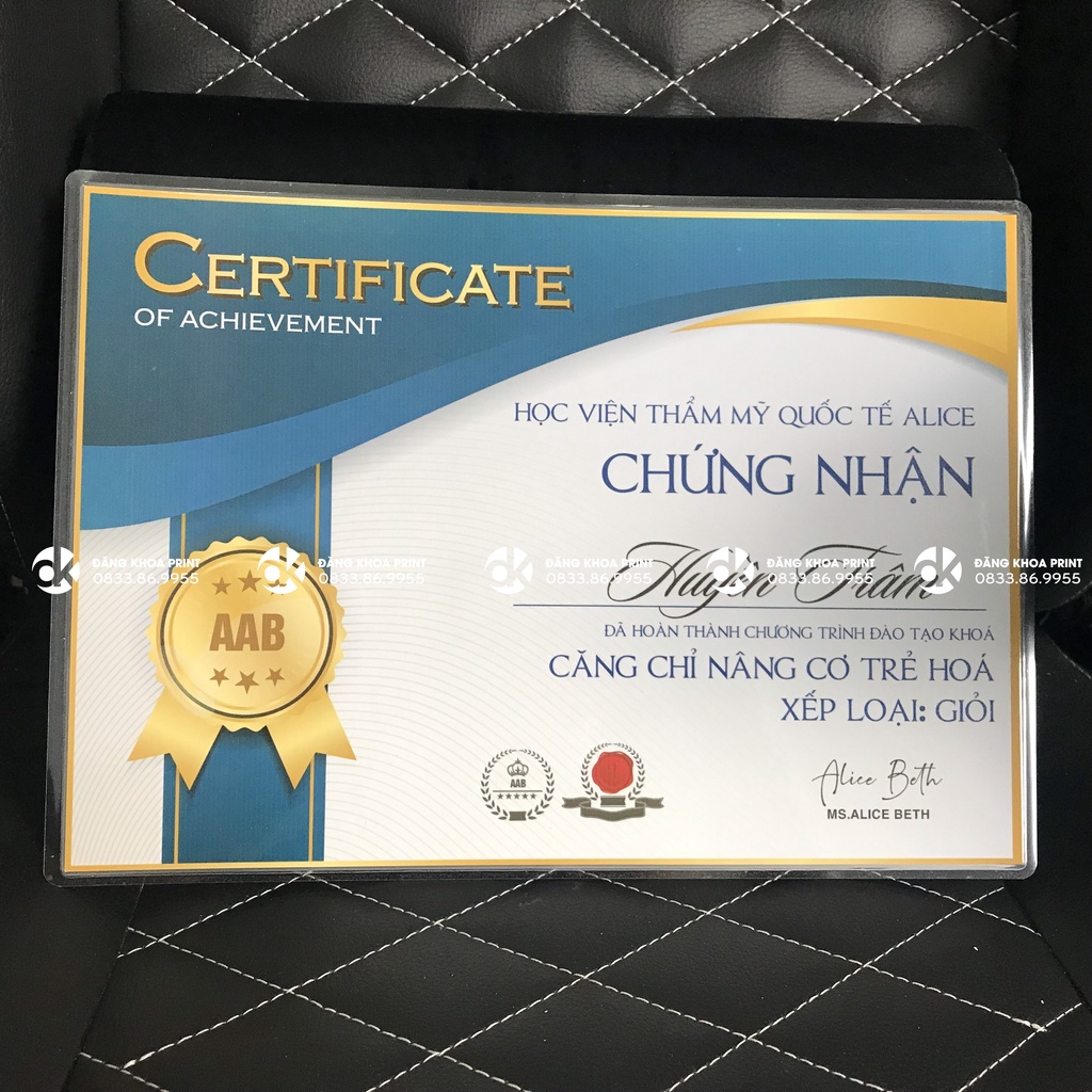 In giấy chứng nhận, chứng chỉ, giấy khen, bằng khen số lượng ít (Inbox shop để xem thêm mẫu) (THIẾT KẾ THEO YÊU CẦU)