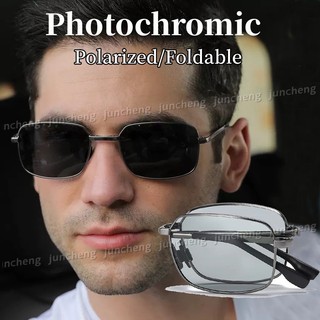 Sắc Thái Cho Nam Gấp Photochromic Kính Chống Nắng Lái Xe Có Khung Hợp Kim Kính Mắt Vuông Nam Ngoài Trời Phân Cực Lái Xe Kính Mát
