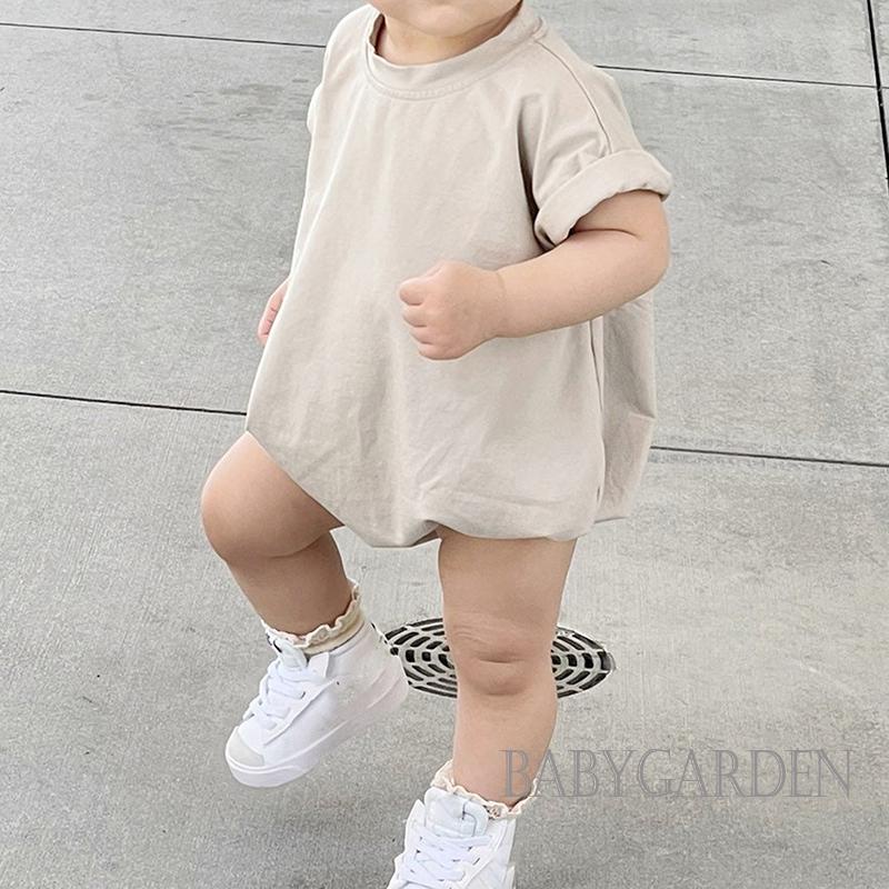 Áo Liền Quần Ngắn Tay Màu Sắc Trơn Thời Trang Mùa Hè Cho Bé Trai 0-24 Tháng Tuổi