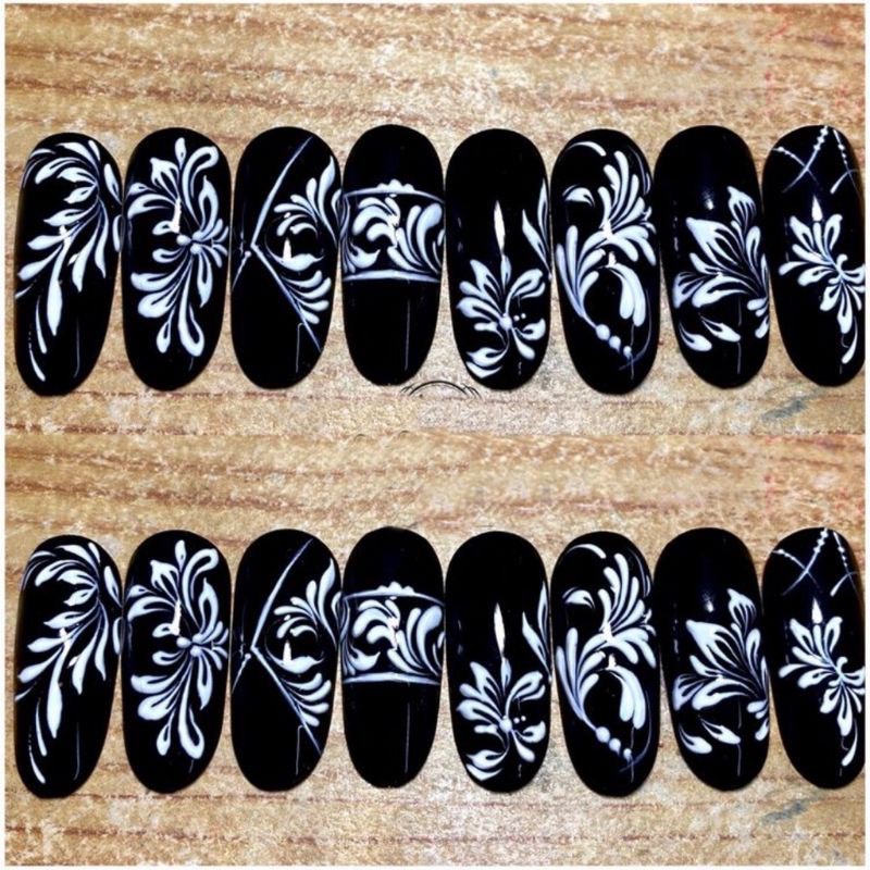 Gel in , Gel vẽ nail đen trắng siêu đặc
