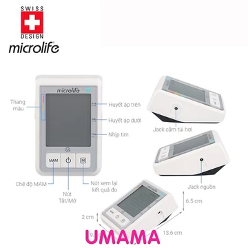 [CHÍNH HÃNG] Máy đo huyết áp MICROLIFE B3 Basic công nghệ MAM thông minh đo 2 lần kép bảo hành chính hãng 5 năm - UMAMA