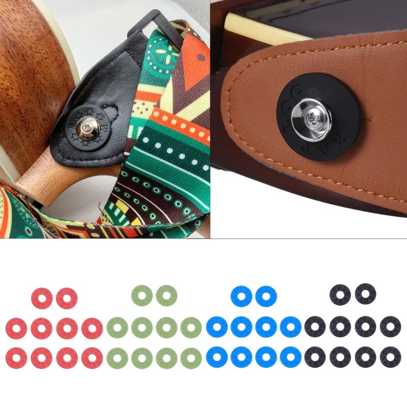 OXXGGKAO 10 Miếng Đen Dây Đeo Đàn Guitar Khóa Dây Đeo Silicon Khóa Cao Su Dây Đeo Đàn Guitar Khối Khóa Đàn Guitar Bảo Vệ Guit