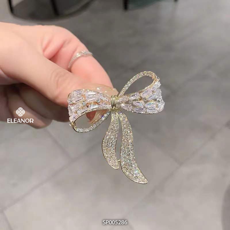 Ghim cài áo nam nữ Eleanor Accessories hình nơ đính đá phụ kiện trang sức thời trang dễ thương 5286
