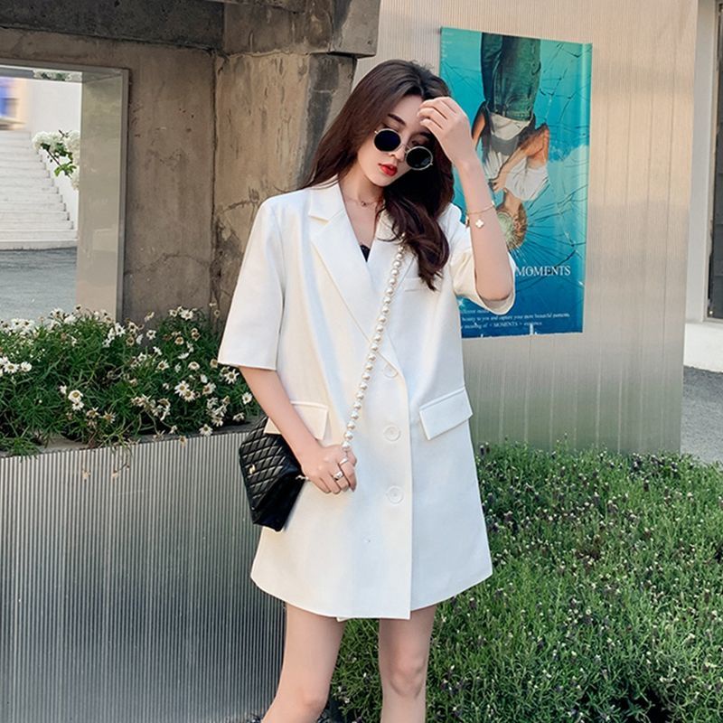 Áo Khoác Vest Tay Ngắn Dáng Rộng Cỡ Lớn Thời Trang Cao Cấp Cho Nữ