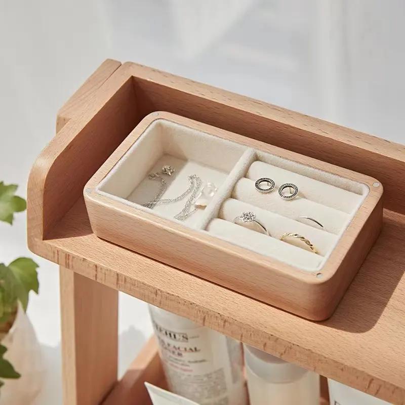 Casegrace Hộp Đựng Trang Sức Bằng Gỗ Từ Tính Phối Nhung Sang Trọng Tiện Dụng Ốp