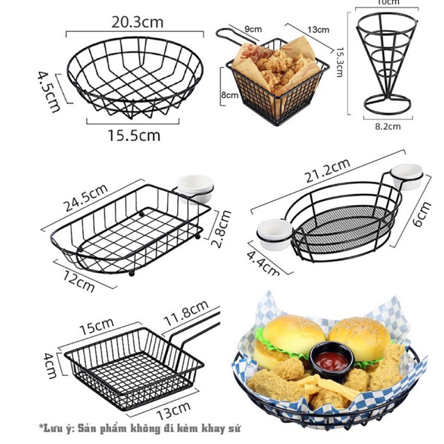 Giỏ đựng đồ chiên rán I Khay đựng đồ chiên Decor (Vuông sâu) | Shopee ...