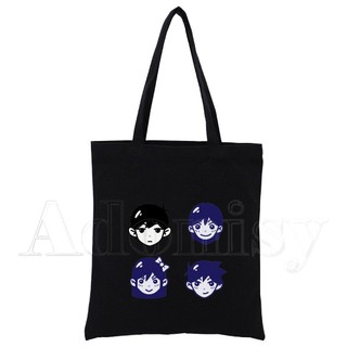 Omori In Canvas Tote Túi Đen Bông Tai Kẹp Nữ Thường Ngày Tote Eco Shopper Túi Đeo Vai AQGU