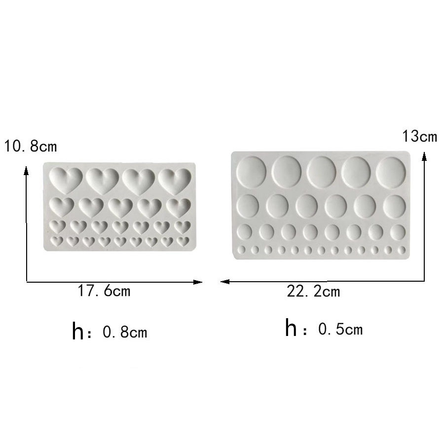 Khuôn Silicone Tạo Hình Làm Bánh Kẹo Hình Tròn / Trái Tim DIY