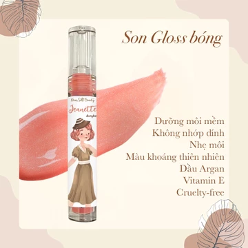 [THUẦN CHAY] Son tint nhũ bóng cấp ẩm Deargloss - Hồng phớt có nhũ (Jeanette) - Dear Self Beauty