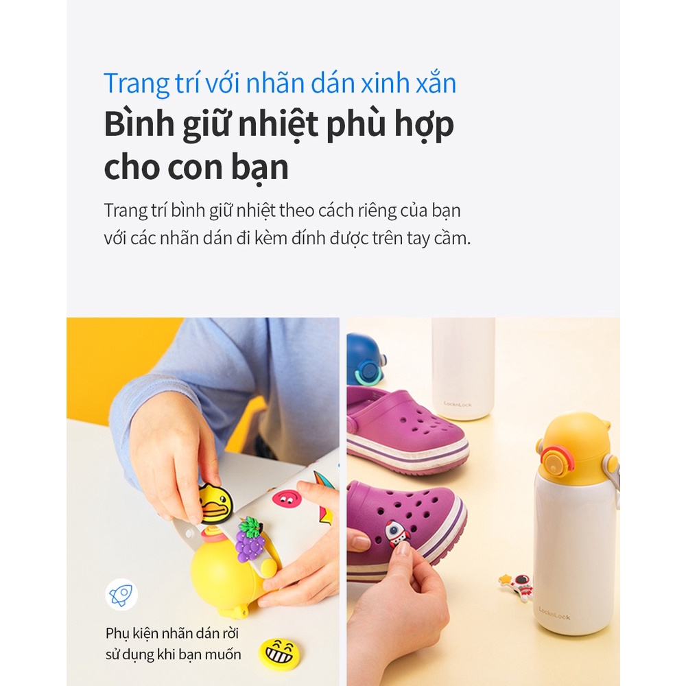 Bình giữ nhiệt trẻ em LocknLock DIY Strap Tumbler LHC3283 350ml Sticker dễ thương K-MALL