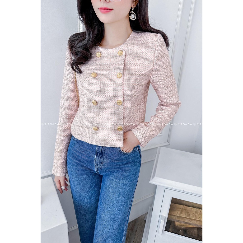 ÁO VEST 2 HÀNG NÚT MÀU HỒNG NHẠT