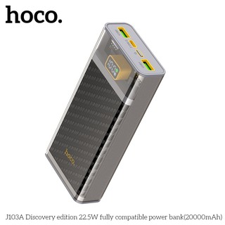 Pin Dự Phòng Hoco J103A 20000mAh QC3.0 22.5W, PD TypeC 20W, Màn hình LCD (Xám)