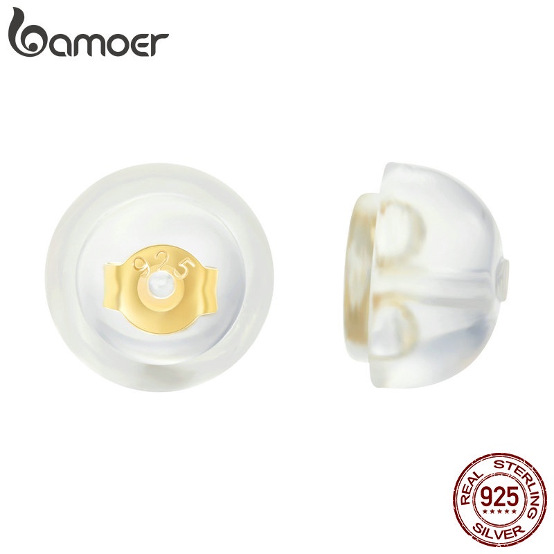 Phụ kiện nút chặn khuyên tai BAMOER chất liệu silicon cao su tiện lợi