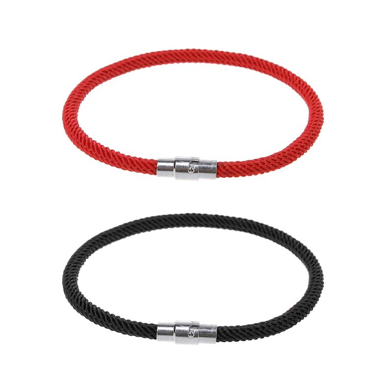 Cinna Đơn Giản Đỏ Đen Bện Dây Vòng Tay Kabbalah Bracele Phong Cách Đường Phố Nam Châm Khóa Vòng Tay Trang Sức Trang Trí Gi
