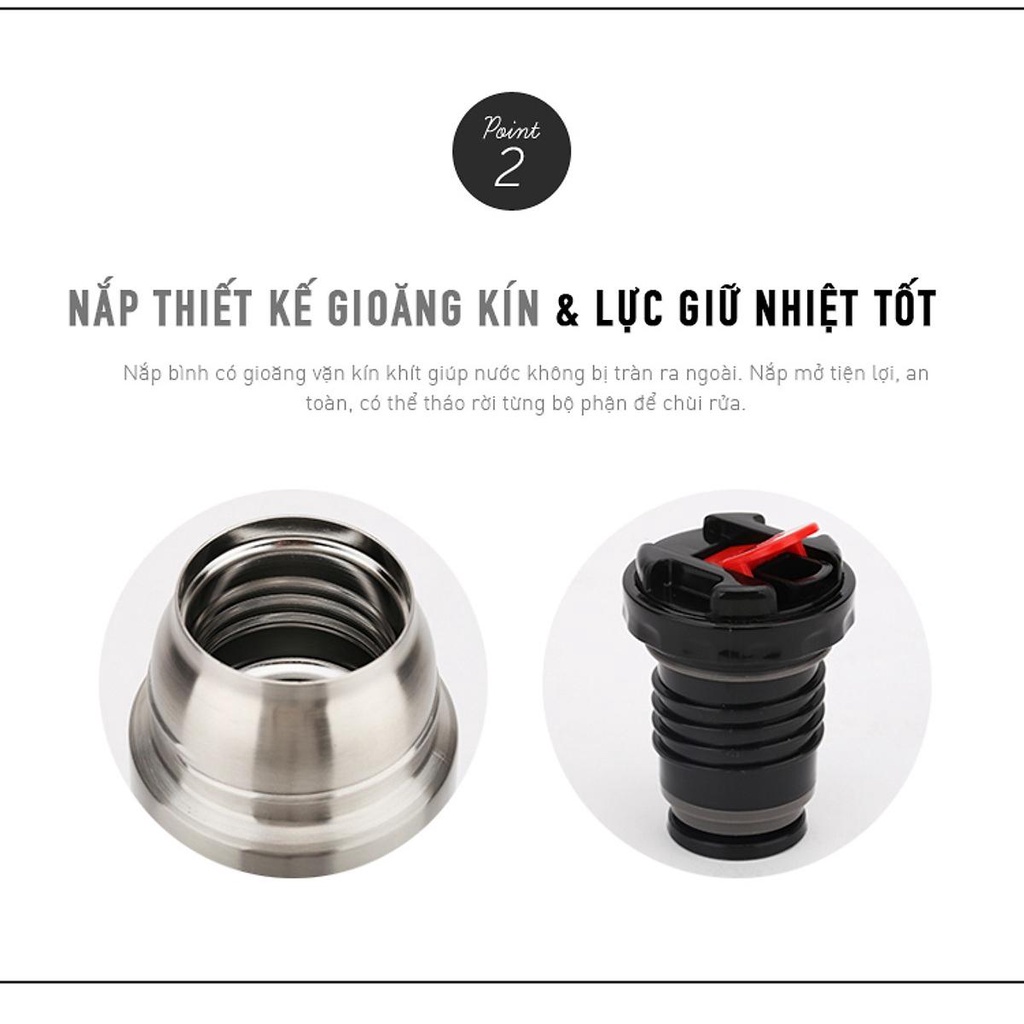 Bình giữ nhiệt LocknLock 500ml Vienna LHC1430 , miệng bình rộng, nắp dùng làm cốc nước uống - K-MALL