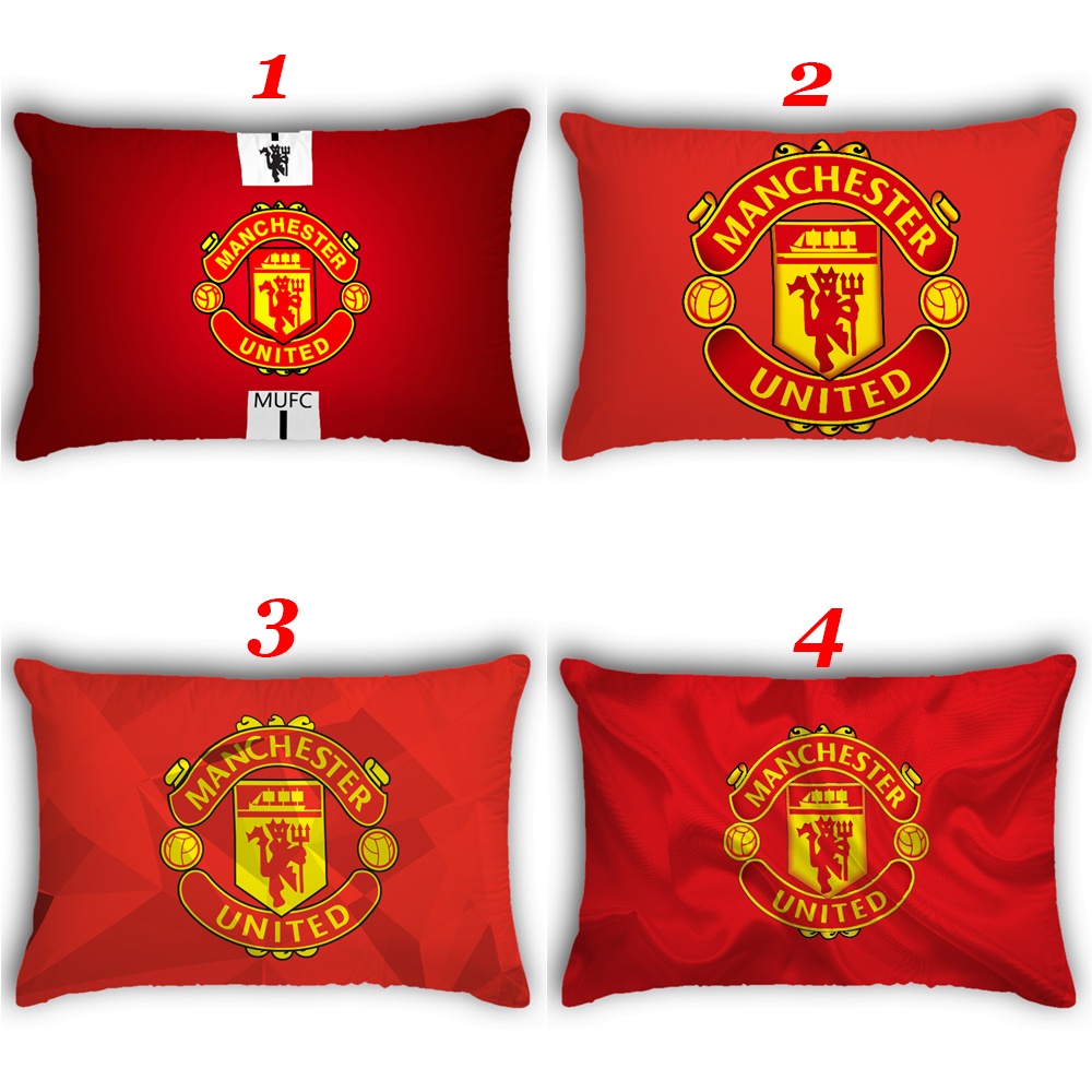 Vỏ Gối Chữ Nhật In Logo Câu Lạc Bộ Bóng Đá Manchester United Một Mặt Bằng Polyeste (Không Kèm Lõi)
