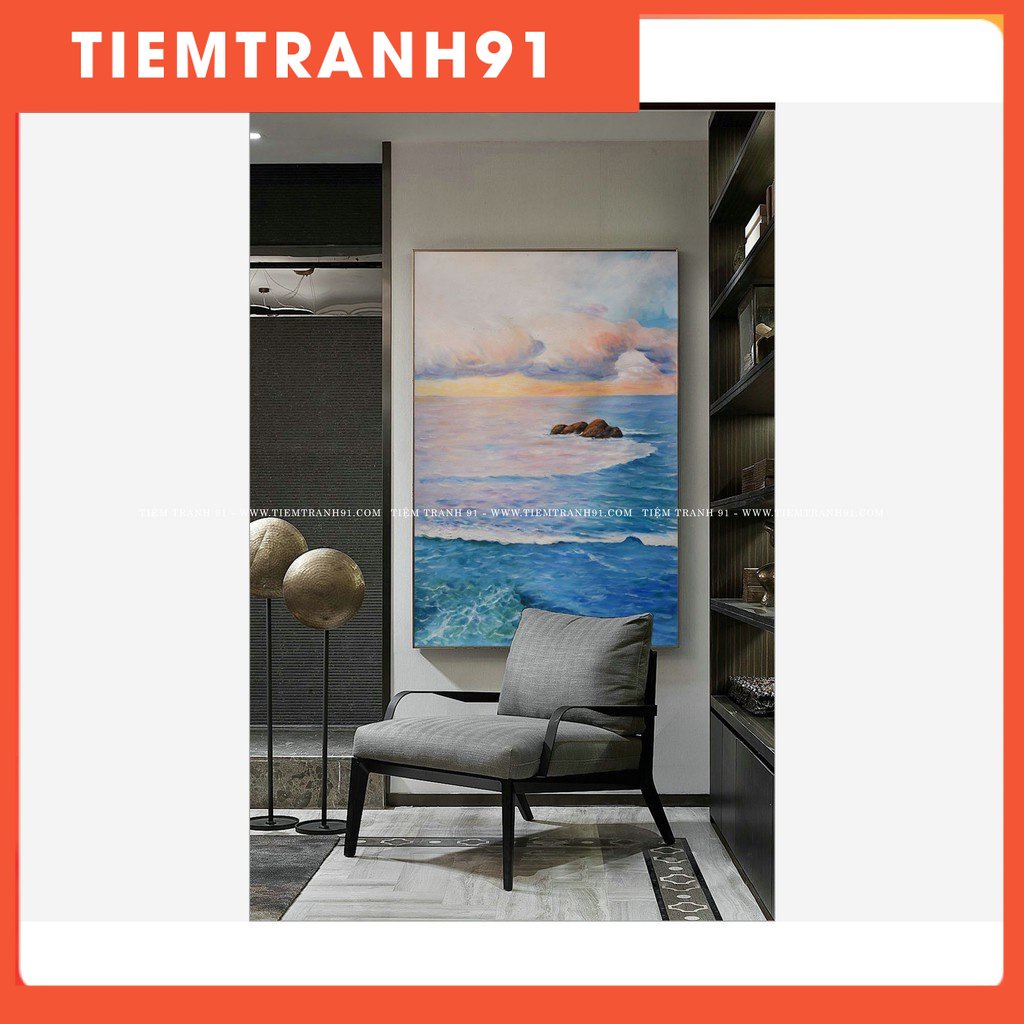 Tranh treo tường | Tranh in giả sơn dầu Cảnh Biển - 19 | Shopee Việt Nam