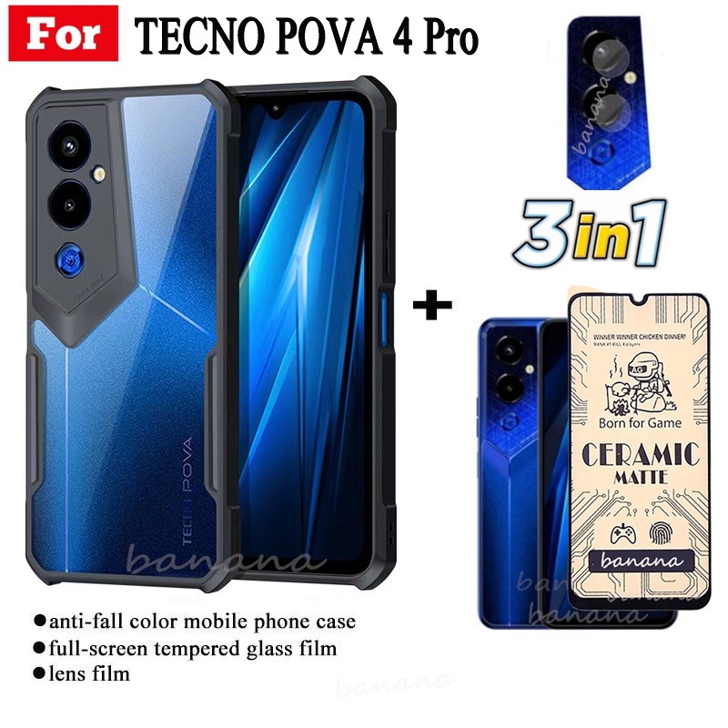 Dành Cho Tecno Pova 4 Pro Ốp Điện Thoại Chống Sốc Cho Pova Neo 2 Pova4 3 2 Gốm Sứ mờ + Phim Ống Kính Máy Ảnh