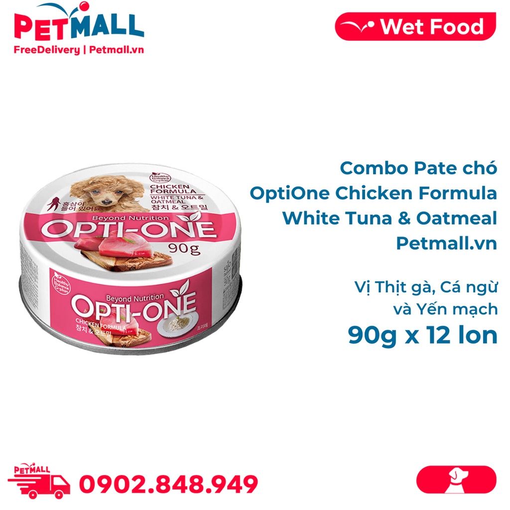 Combo Pate chó OptiOne Chicken Formula White Tuna & Oatmeal 90g - 12 ...
