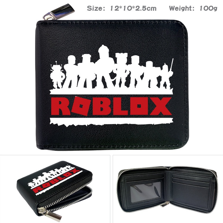 Hot Game Roblox Đen Đơn Giản Thường Ngày Sinh Viên Ví Ngắn Bé Trai Cô Gái Hoạt Hình ID Đồng Xu Bifold Ví Ngắn