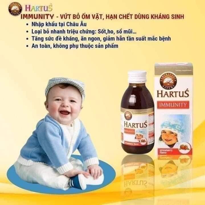 Hartus' Immunity Tăng Sức Đề Kháng,Miễn Dịch,Hết Ốm Vặt.Tăng Cường Sức Khỏe Đường Hô Hấp chai 150ml