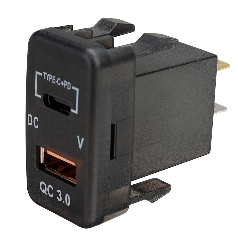 Xe Type-C + PD QC3.0 Sạc Dual USB Adapter Bảng Điều Khiển Ổ Cắm Vôn Kế Cho Landcruiser Prado FJ Cruiser Hiace RAV4