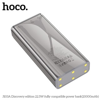 Pin dự phòng Hoco J103A 20000mAh QC3.0 22.5W, PD TypeC 20W, Màn hình LCD (Xám) - Hãng phân phối