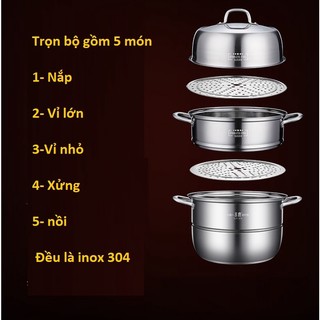 Nồi Hấp GEDO Đa Chức Năng 3 Tầng Toàn Bộ Inox 304 Cao Cấp 28-30cm - Bếp Từ- Gas Đều Dùng TỐT