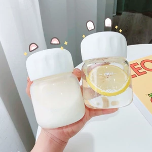 Bình nước thuỷ tinh dáng lùn 300ml dễ thương