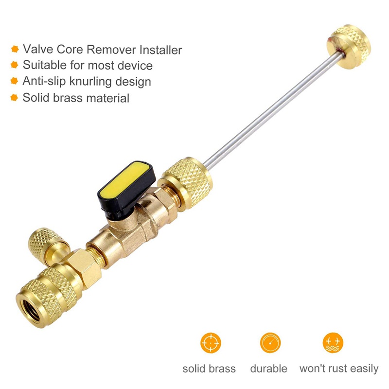 Công cụ cài đặt loại bỏ lõi van R410A R22 với cổng SAE 1 / 4 & 5 / 16 kích thước kép cho hệ thống HVAC R404A R407C R134A R12 R32