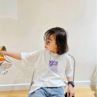 AT2-M-[tomnaukids] Áo thun cộc tay bé gái chữ Ye.s cá tính - Size 9-40Kg