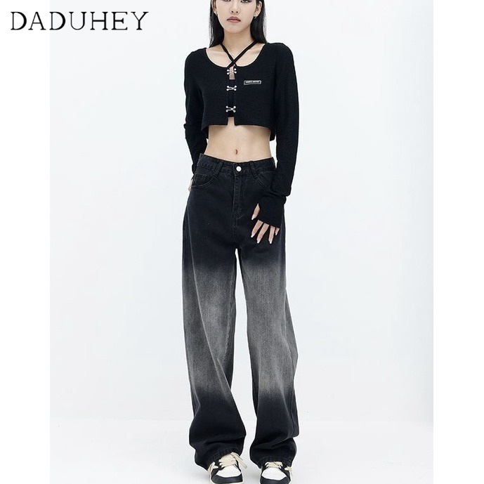Ảnh Quần jean DaDuHey màu gradient retro lưng cao ống rộng thời trang Hàn Quốc 2023 4