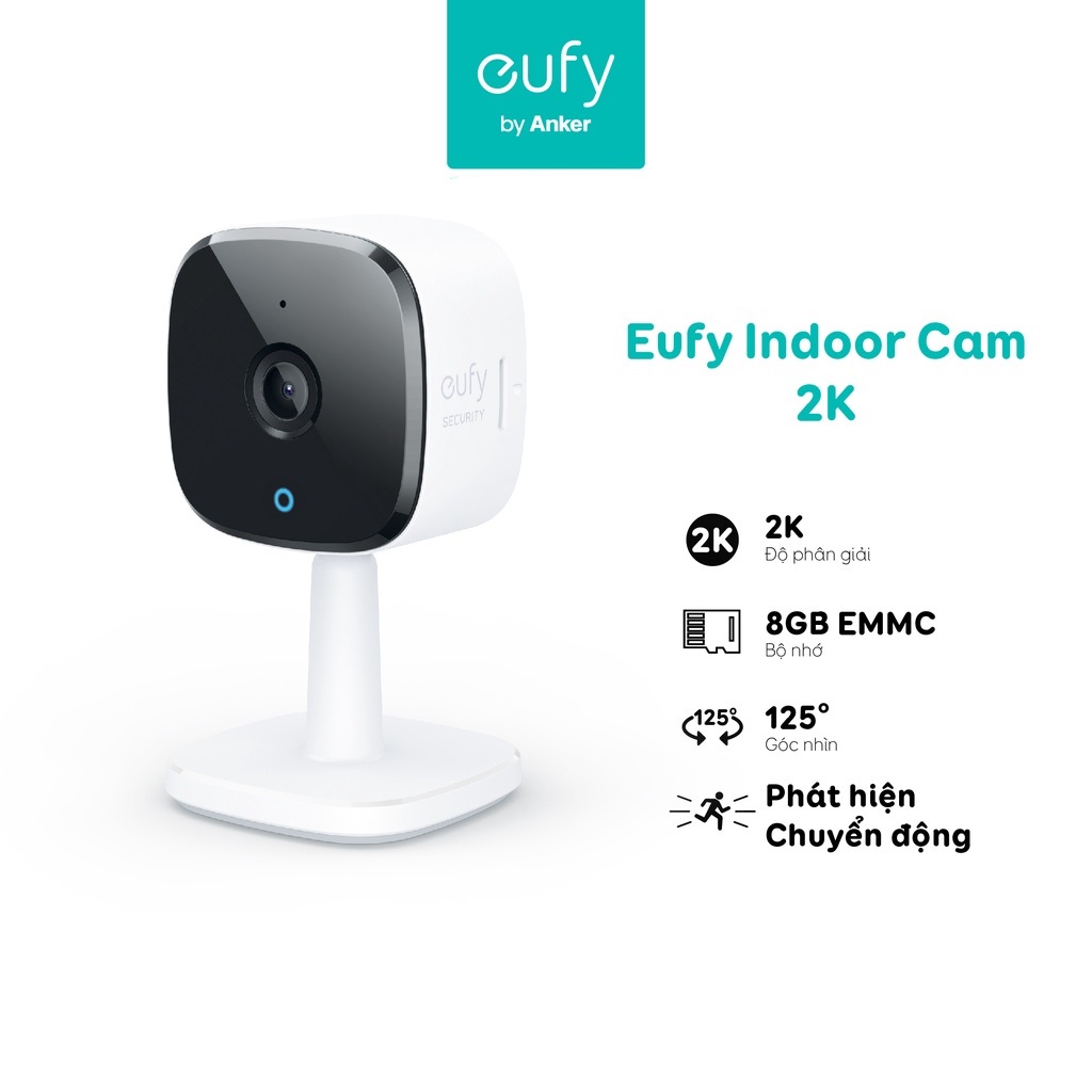 Camera wifi trong nhà Eufy Security Cam 2K, tích hợp còi báo động ...